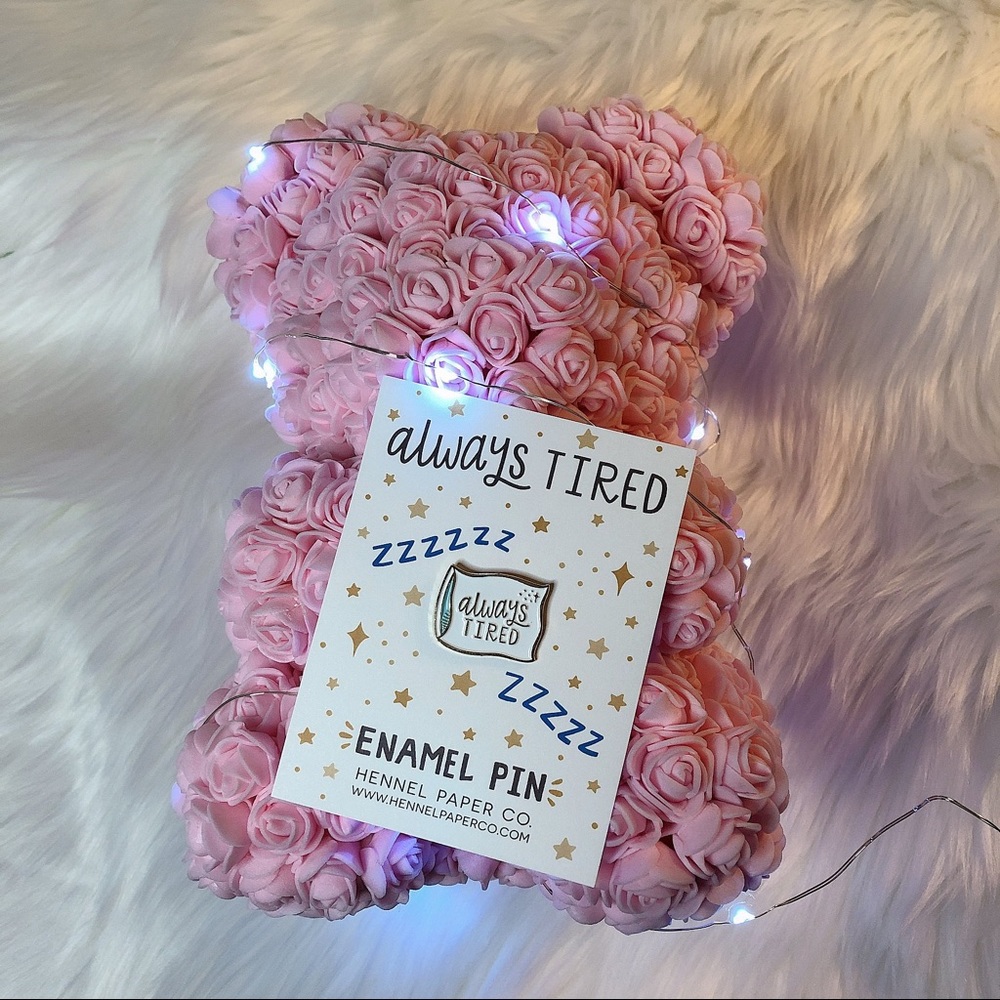 🧧SALE 3/$15 Always Tired Pillow Enamel Pin by Hennel Paper Co.